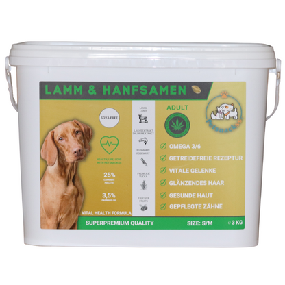 Petsnackss - Superpremium Trockenfutter - Lamm & Hanfsamen